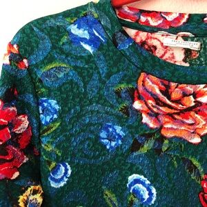Zara trafaluc green floral dress